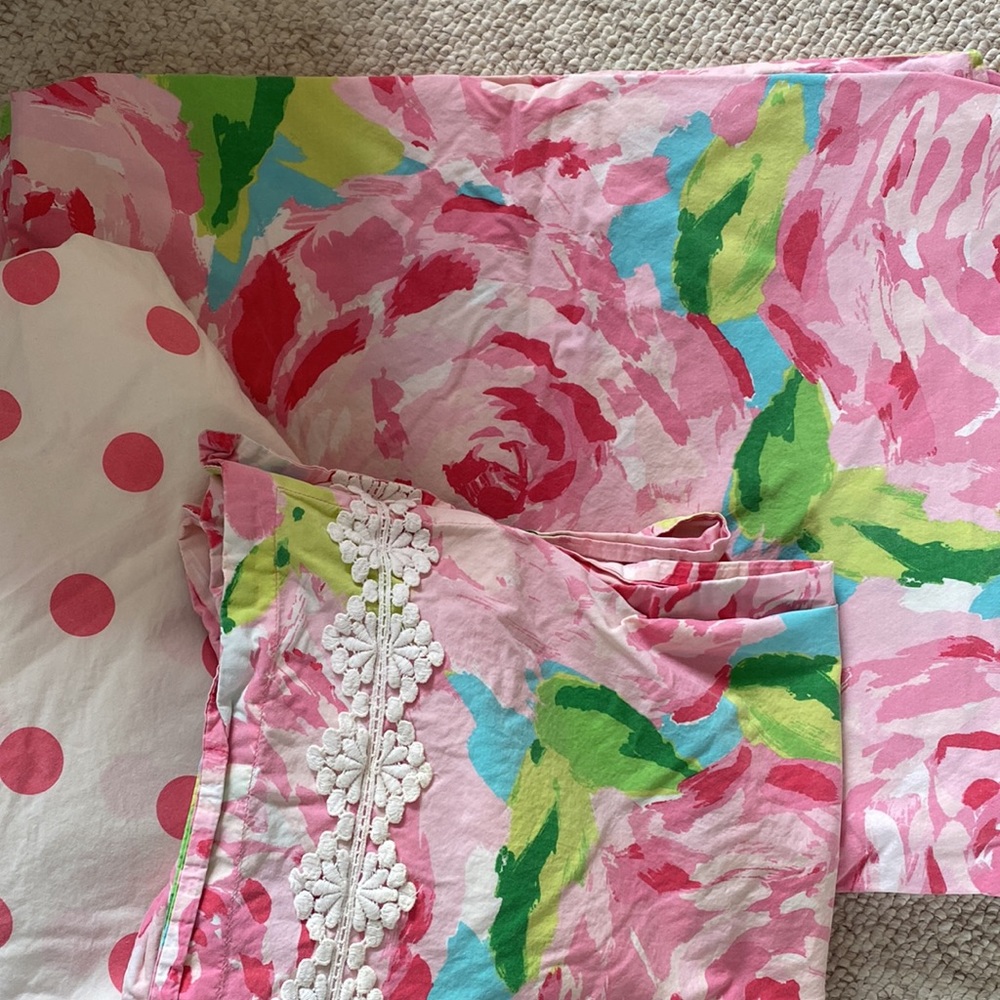 Lilly pulitzer garnet hill duvet cover & sham (+ polka dot sheet)